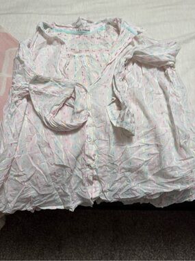 Maurices White Top with Pastel Bow Print